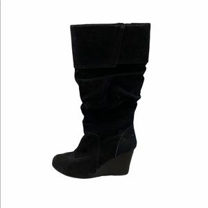 SO- Knee High Fold Over Faux Suede Boots